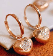18K Gold Natural Diamond Heart Earrings, Gold Heart Earrings, Stylish Earrings, Real Diamond Earrings, Gold Diamond Earrings, Minimalist Earrings, Heart Charm Earrings